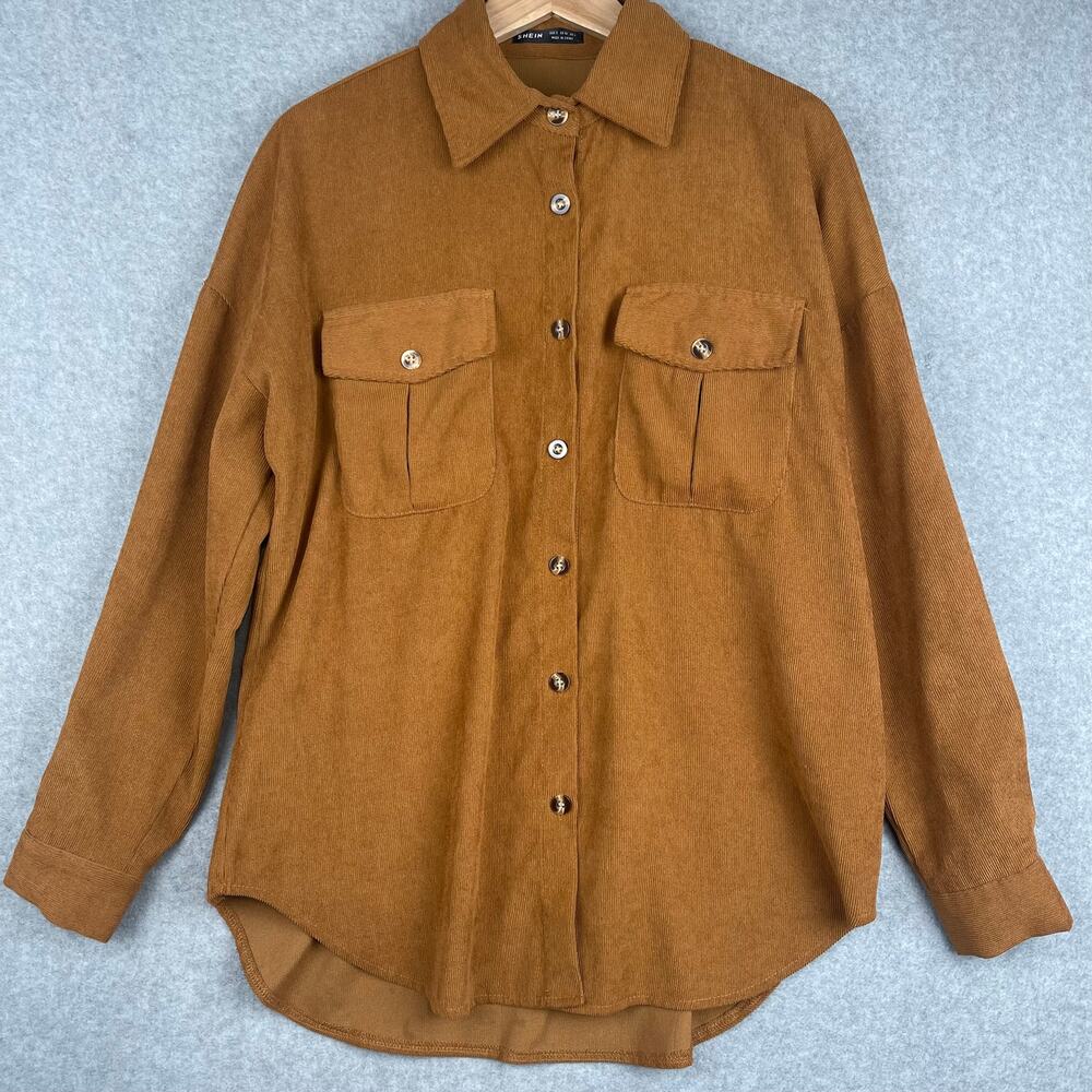 Shein Women Brown Soft Corduroy Shirt Size Small